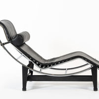 Cassina LC4 Black Leather Chaise Lounge Chair by Le Corbusier 2006