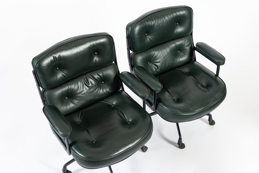 Time Life Green Leather Office Chairs by Eames for Herman Miller, 1996 Set of 4