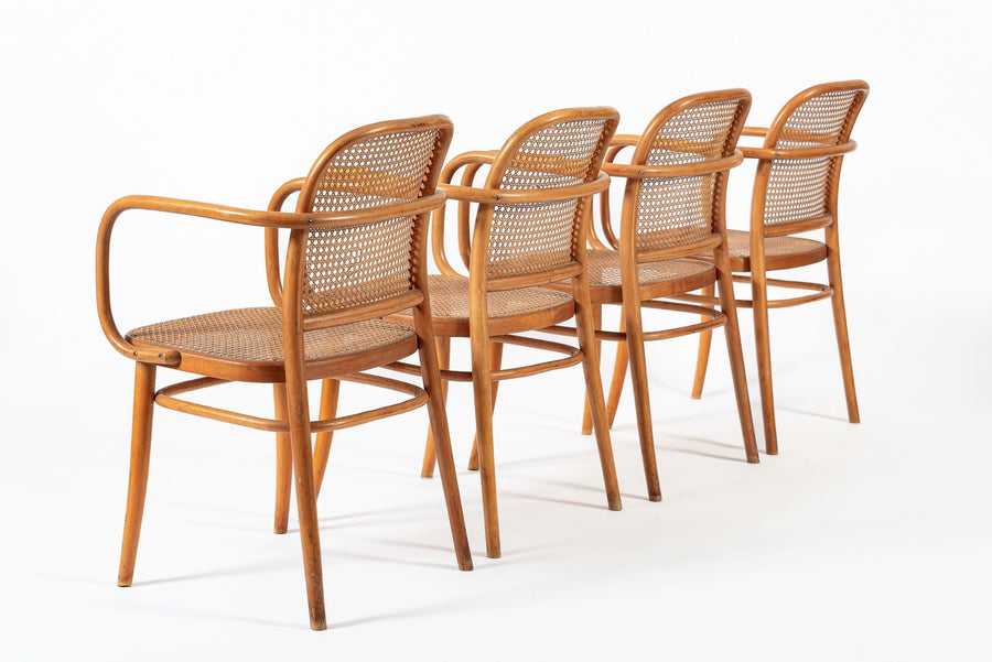 Vintage Bent Wood & Wicker Cafe Chairs by Josef Hoffman for Ligna