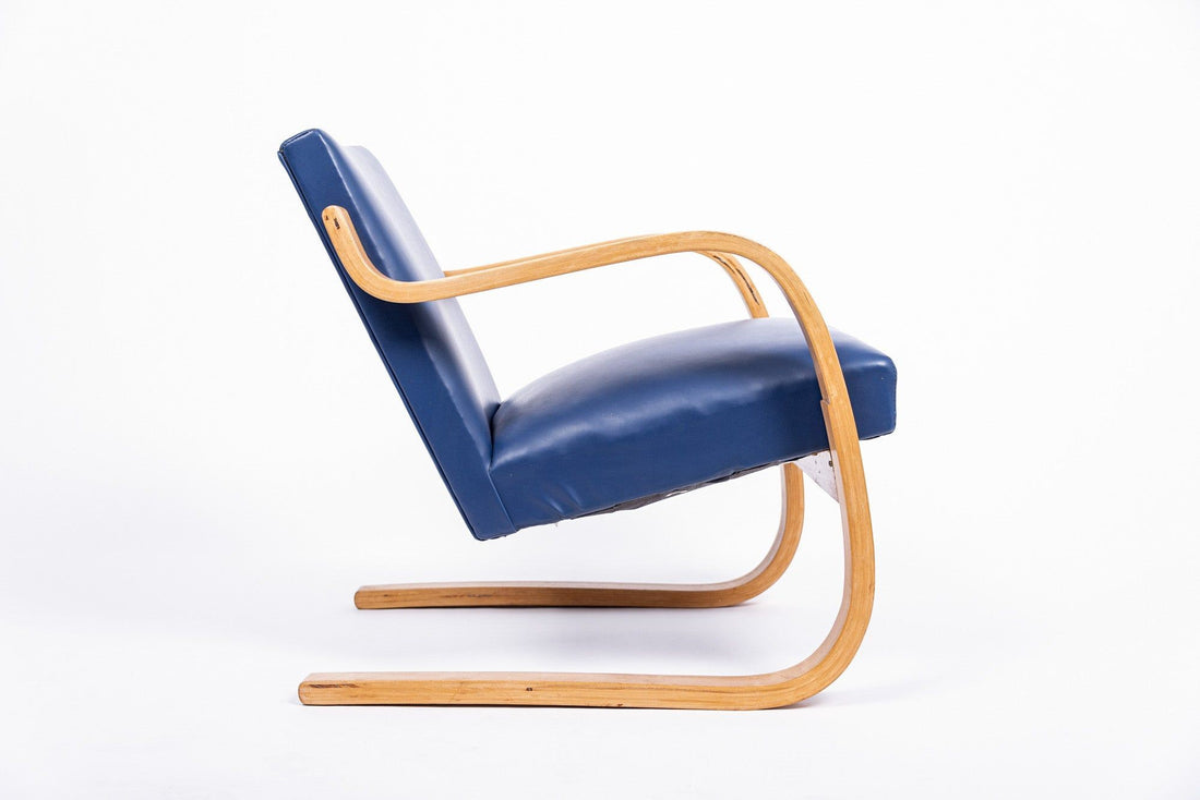 Bauhaus 402 Blue Arm Chair by Alvar Aalto, Made in Finland, 1930s