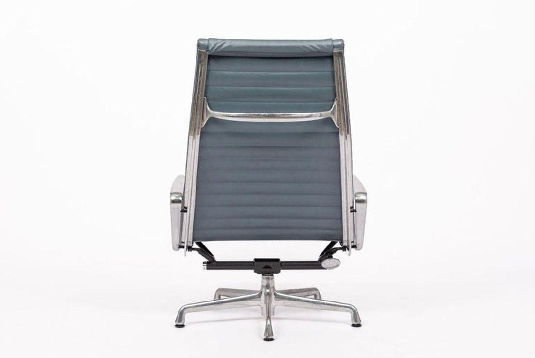 Eames Blue Gray Leather Office Lounge Chair for Herman Miller - 2 Available