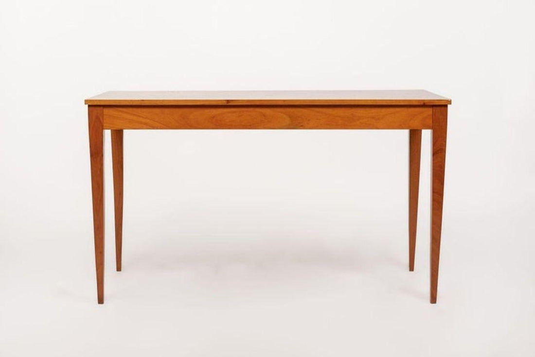 Antique French Art Deco Cherry Wood Writing Desk Table by Jacques Quinet