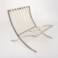 Mid Century White Barcelona Chairs by Mies van der Rohe for Knoll, 1970s