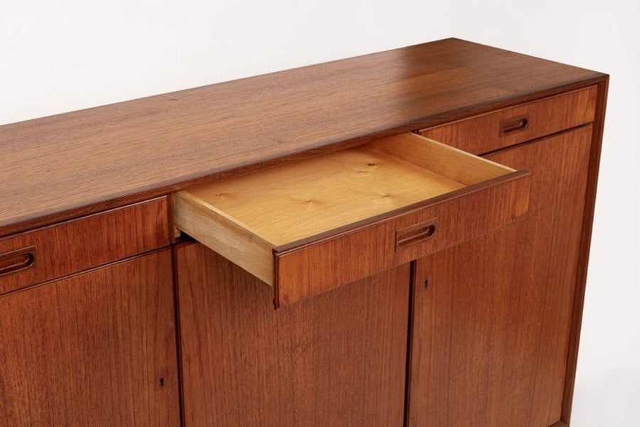 Mid Century Swedish Teak Wood High Cabinet Credenza or Sideboard