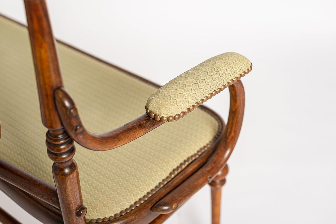 Antique Art Nouveau Bentwood Loveseat Bench and Side Chairs Salon Suite, 1900s
