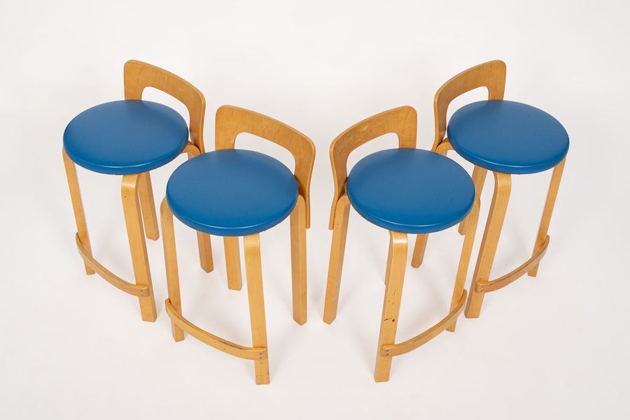 Mid Century Finnish Birch Wood K65 Stools by Alvar Aalto for Artek