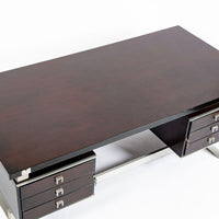 Postmodern Italian Rosewood and Metal Writing Desk by Abbondinterni, 1970s