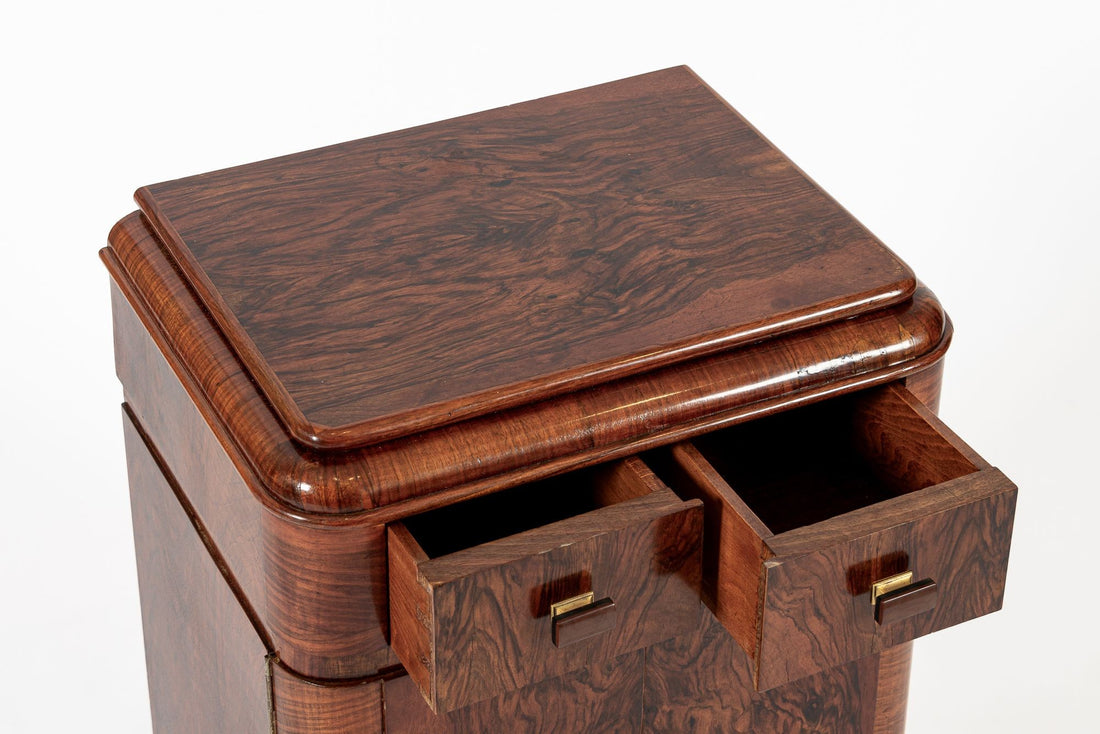Antique Art Deco Small Wood Side Cabinet or Nightstand 1940s