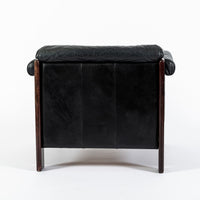 Mid Century Danish Black Leather Lounge Chair in Style of Arne Norell, Matching Sofa