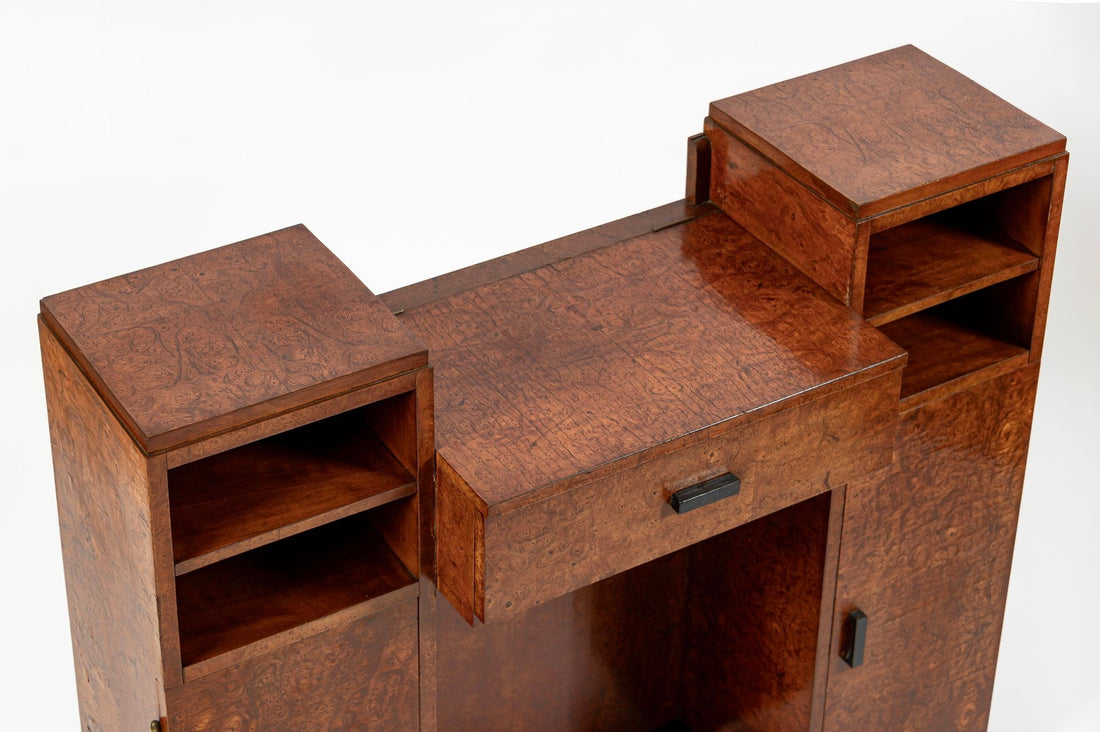 American Art Deco Birdseye Maple Vanity Cabinet or Dressing Table, Circa 1930