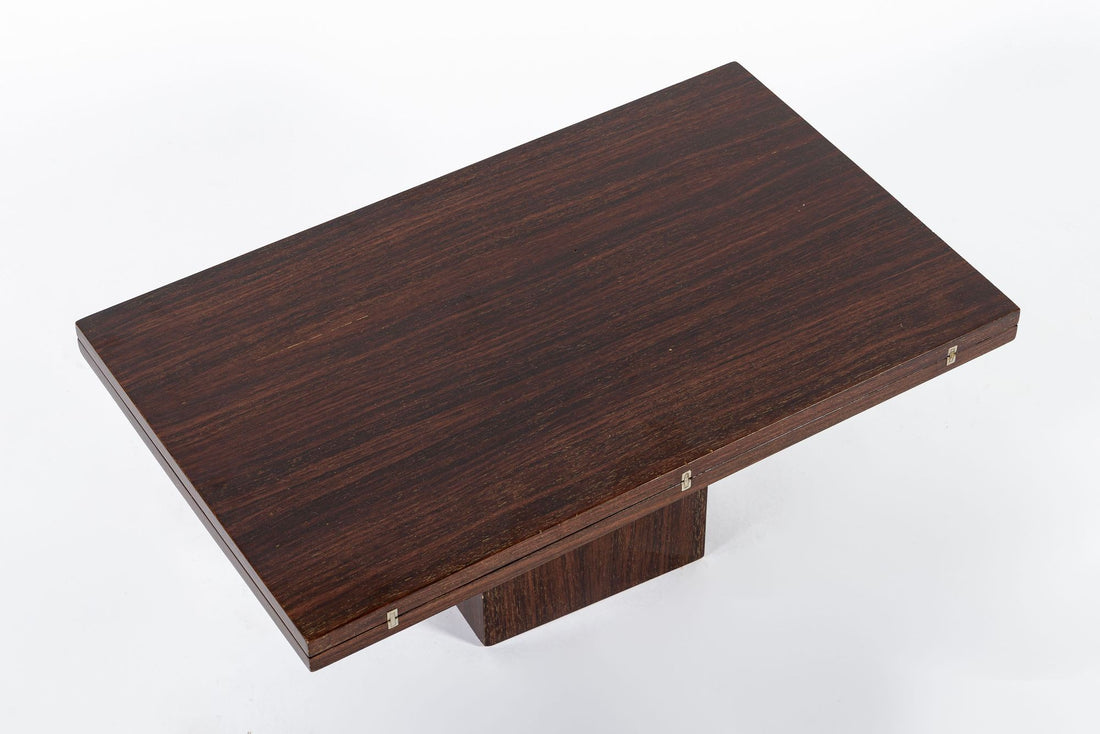 Antique French Art Deco Folding Wood Coffee Table by Francisque Chaleyssin (Attr) 1930s