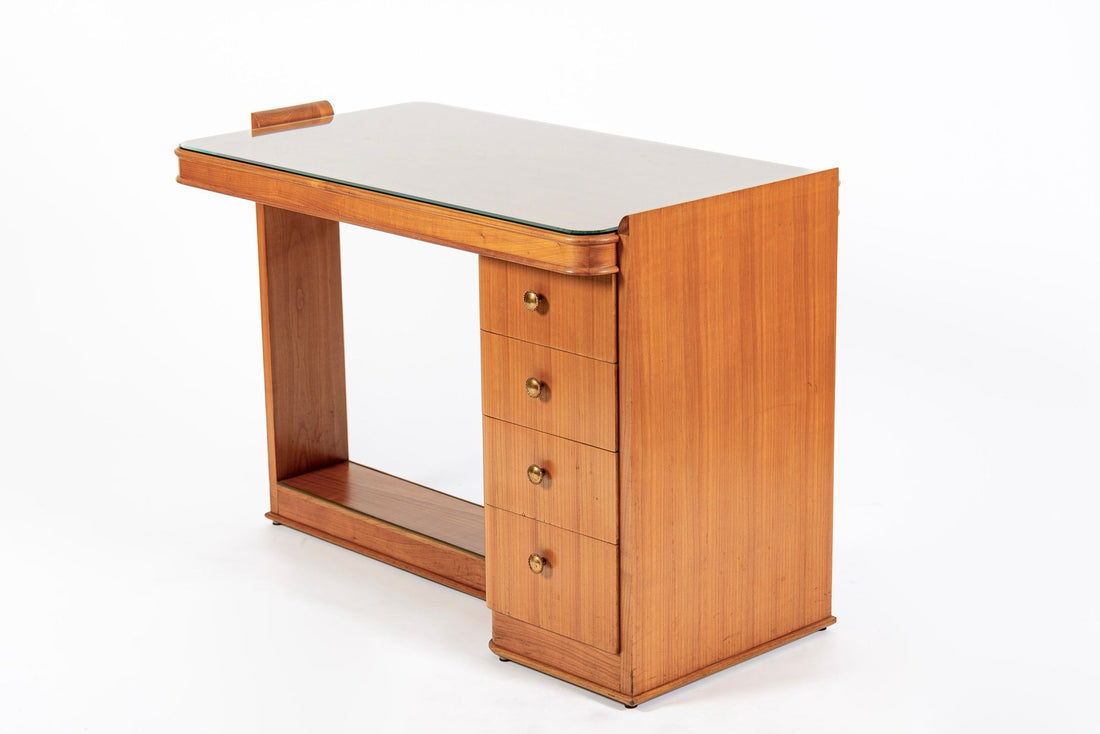Antique French Art Deco Dominique Lemonwood Desk 1930s