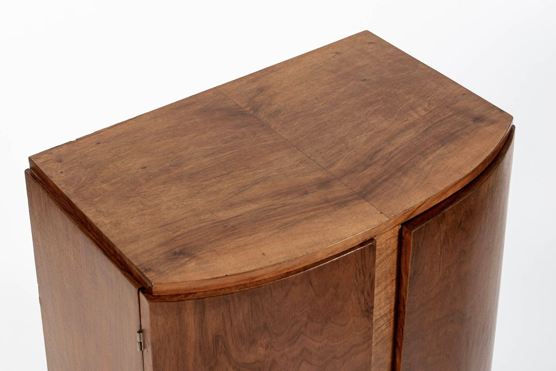 Antique Art Deco Small Burlwood Drinking Cabinet, 1930s