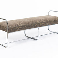 Antique Hoffmann Bauhaus Daybed Bench for Howell, Art Deco Chrome Tubular Steel Bench, 1940s