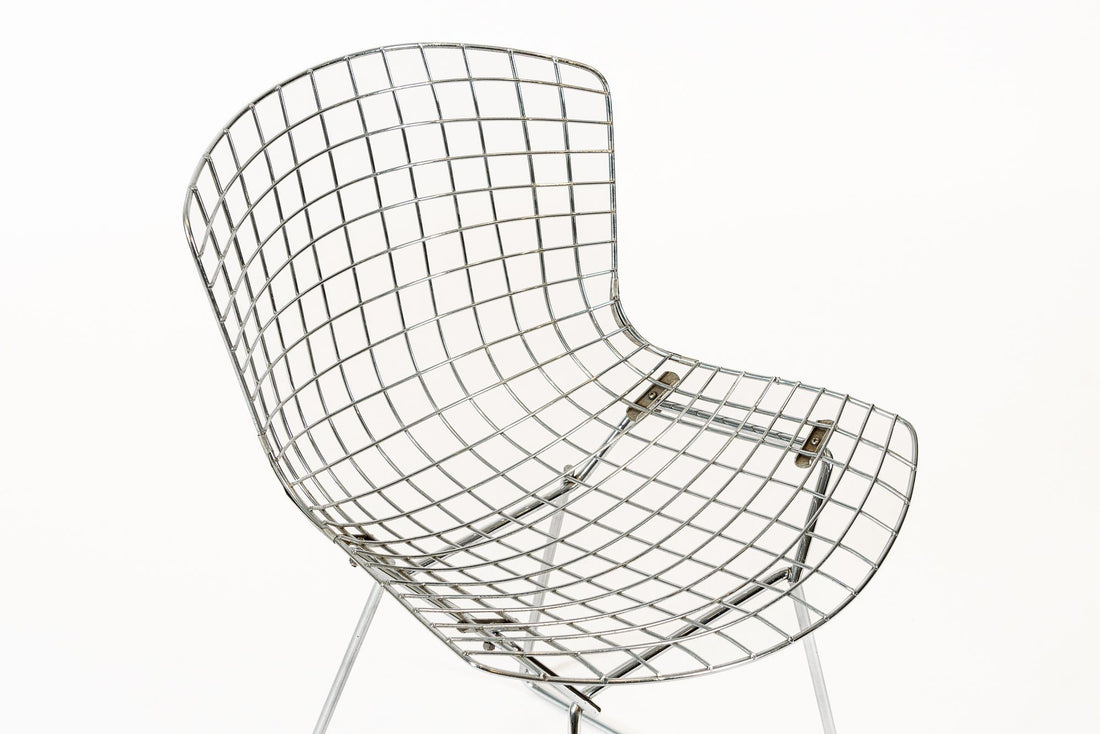 Mid Century Silver Wire Dining Side Chairs by Bertoia for Knoll