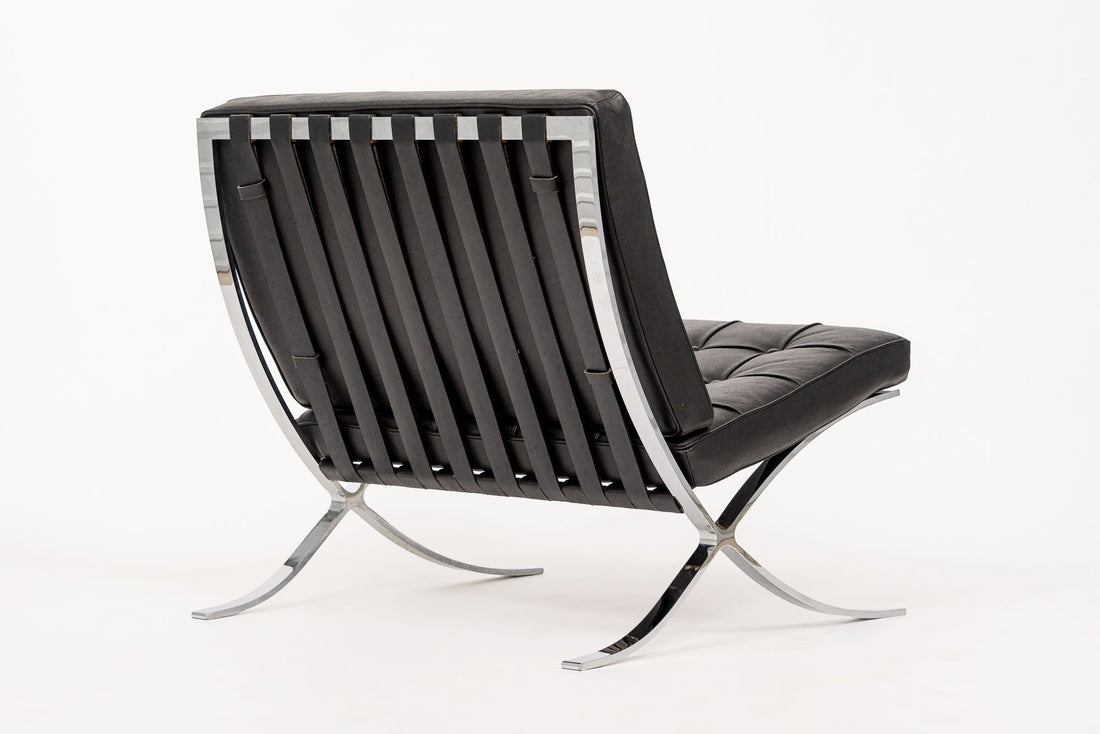 Mid Century Black Barcelona Chair by Mies van der Rohe for Knoll