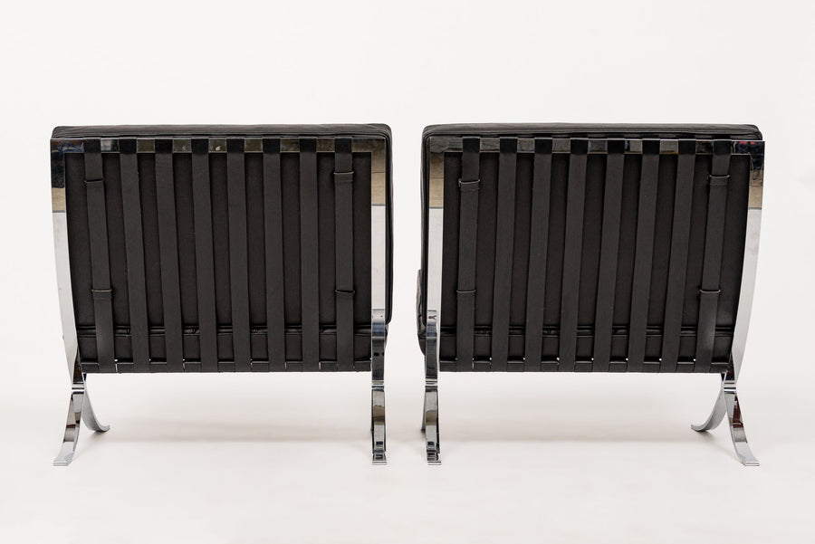 Mid Century Black Barcelona Chairs by Mies van der Rohe for Knoll