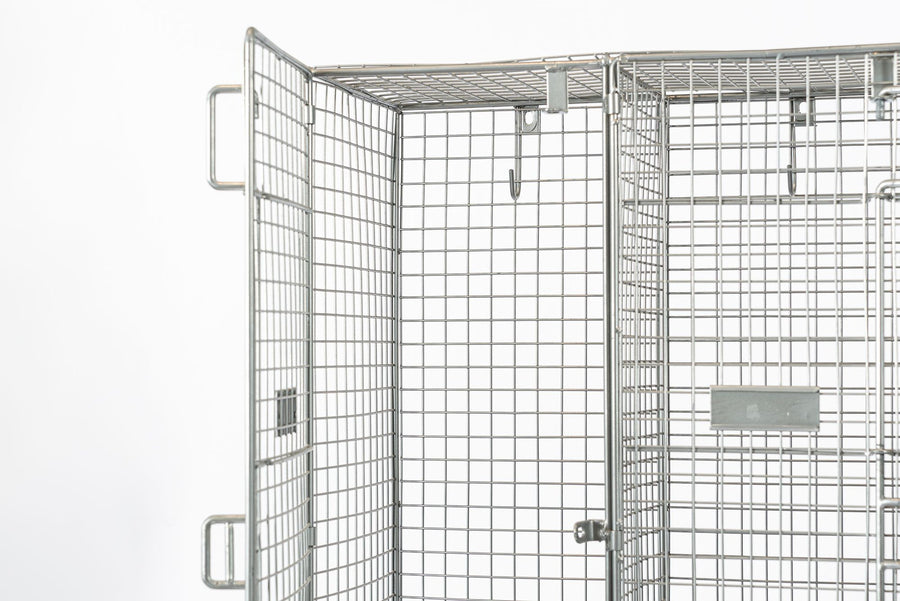 Pair British Industrial Metal Wire Mesh Locker Sets, Made in the UK