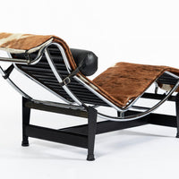Vintage Cassina LC4 Cowhide Leather Chaise Lounge Chair by Le Corbusier 1960s