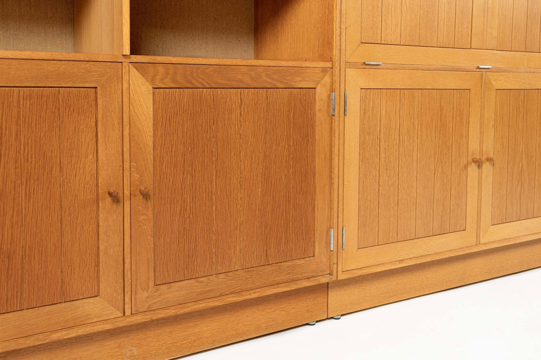 Danish Modern Oak Modular Wall Unit, Mid Century Bookcase Display Cabinet