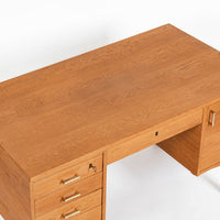 Mid Century Danish Modern Oak Wood Writing Desk 1960s