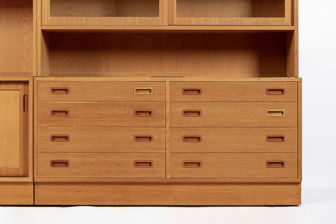 Mid Century Danish Oak Wood Shelving & Display Cabinets by Poul Hundevad