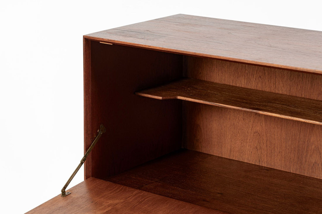 Mid-Century Danish Modern Teak Secretary Desk or Bar Cabinet Made in Denmark 1960s