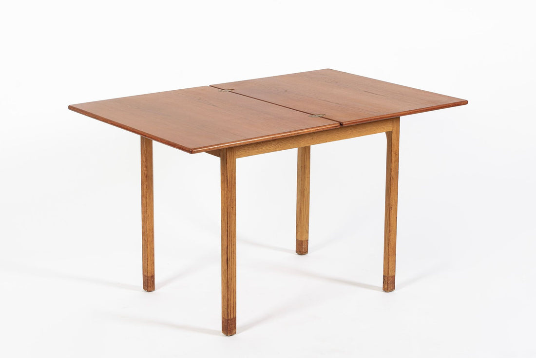 Mid-Century Danish Small Wood Extendable Dining or Game Table by SKM