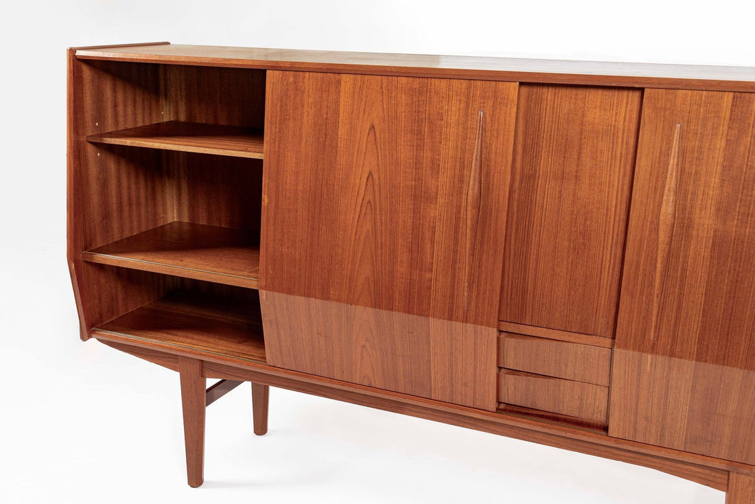 Mid-Century Danish Modern Teak High Sideboard or Bar Cabinet 1960s