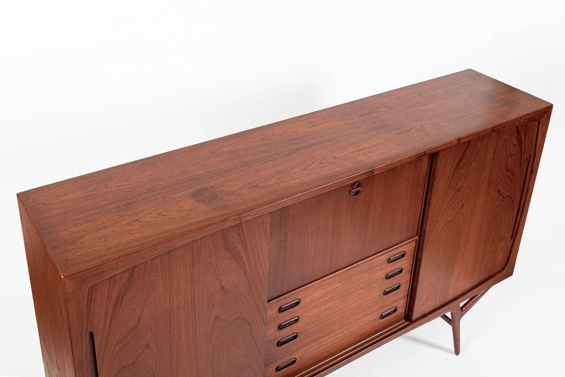 Mid Century Danish Teak Tall Sideboard or Bar Cabinet by Harry Ostergaard