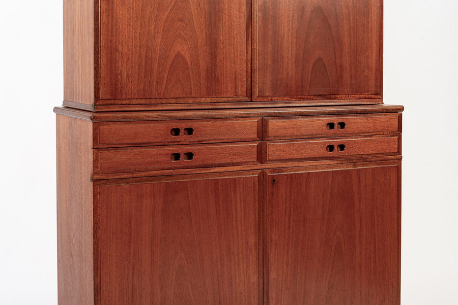 Mid Century Danish Modern Tall Two-Piece Teak Cabinet Hutch