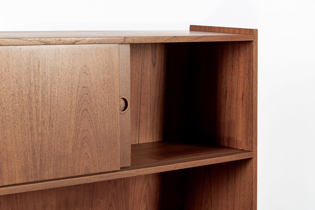 Mid Century Danish Teak Wood Bookcase Cabinet & Secretary Desk 1960s
