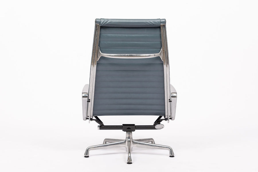 Eames Herman Miller Blue Gray Leather Office Lounge Chair - 2 Available