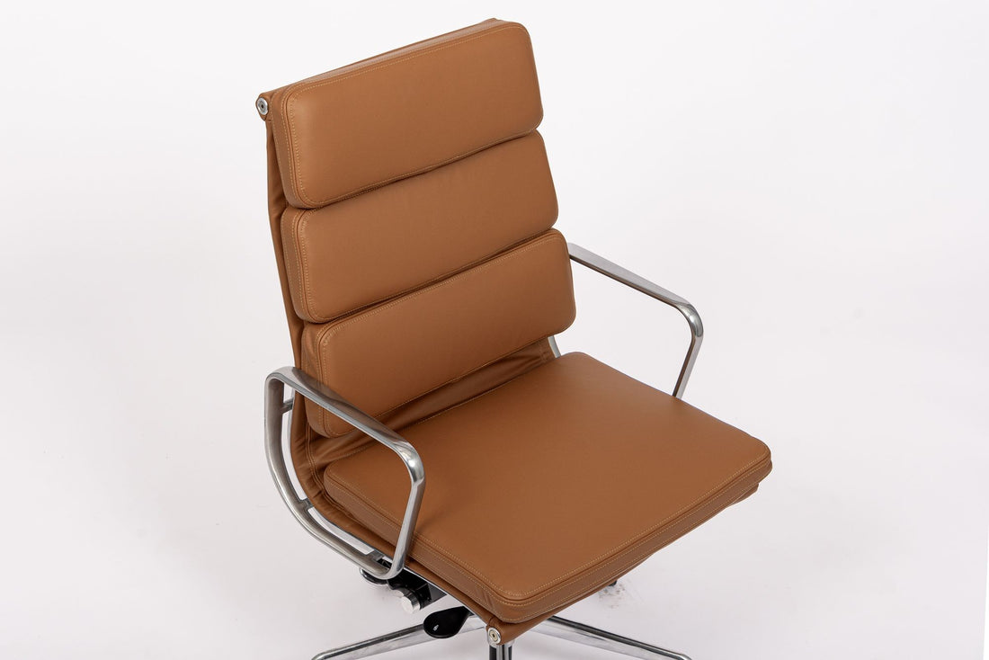 Herman Miller Eames Tall Brown Leather Desk Chair Soft Pad