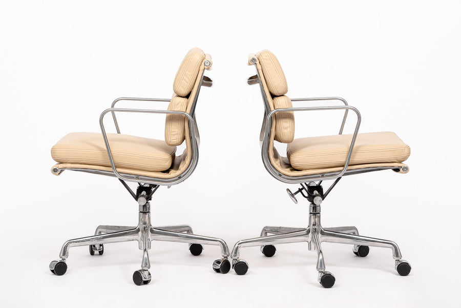 Eames for Herman Miller Cream Leather Office Chair Pair 2000s