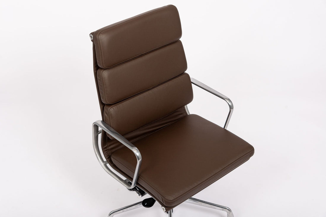 Herman Miller Eames Tall Dark Brown Leather Desk Chair Soft Pad