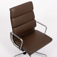 Herman Miller Eames Tall Dark Brown Leather Desk Chair Soft Pad