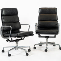 Authentic Eames Herman Miller Tall Black Leather Office Chairs, 2001 - Set of 4