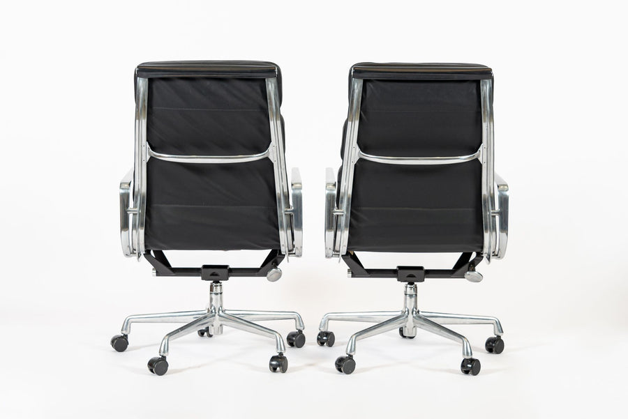 Pair Authentic Eames Herman Miller Tall Black Leather Office Chairs 2001