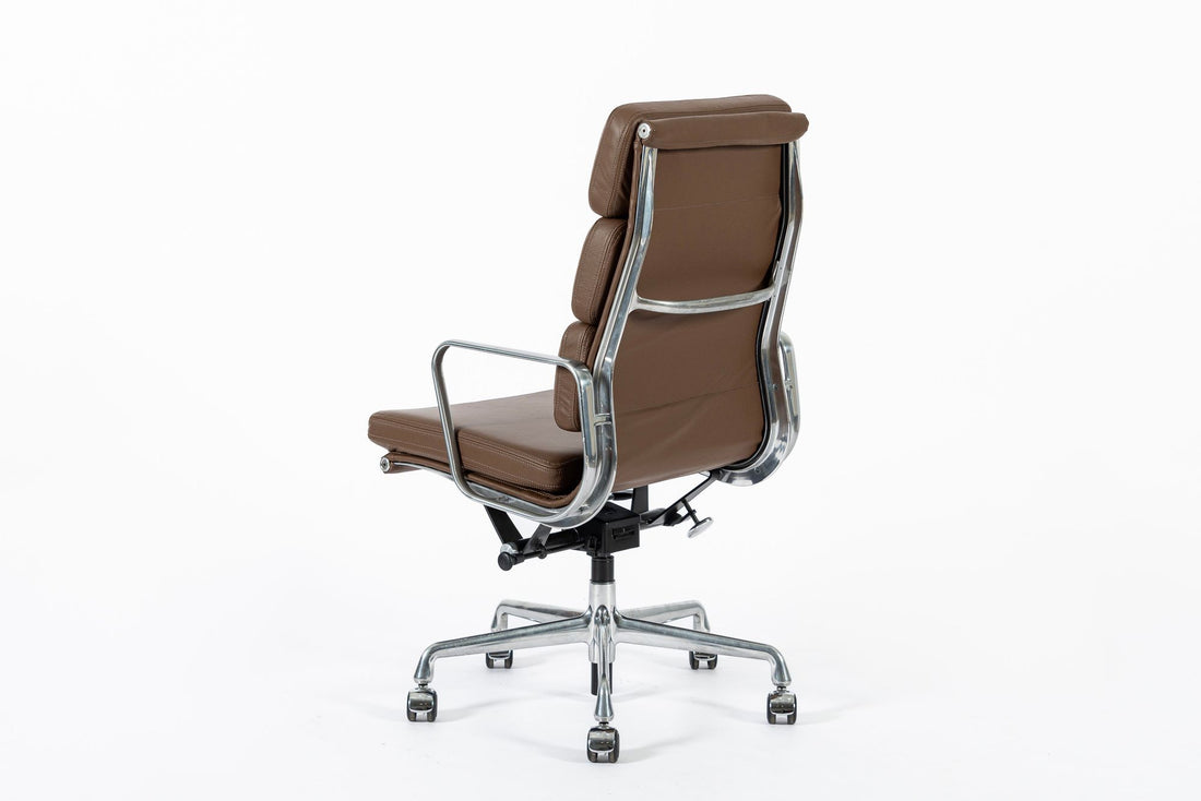 Eames for Herman Miller Tall Brown Leather Desk Chair Soft Pad