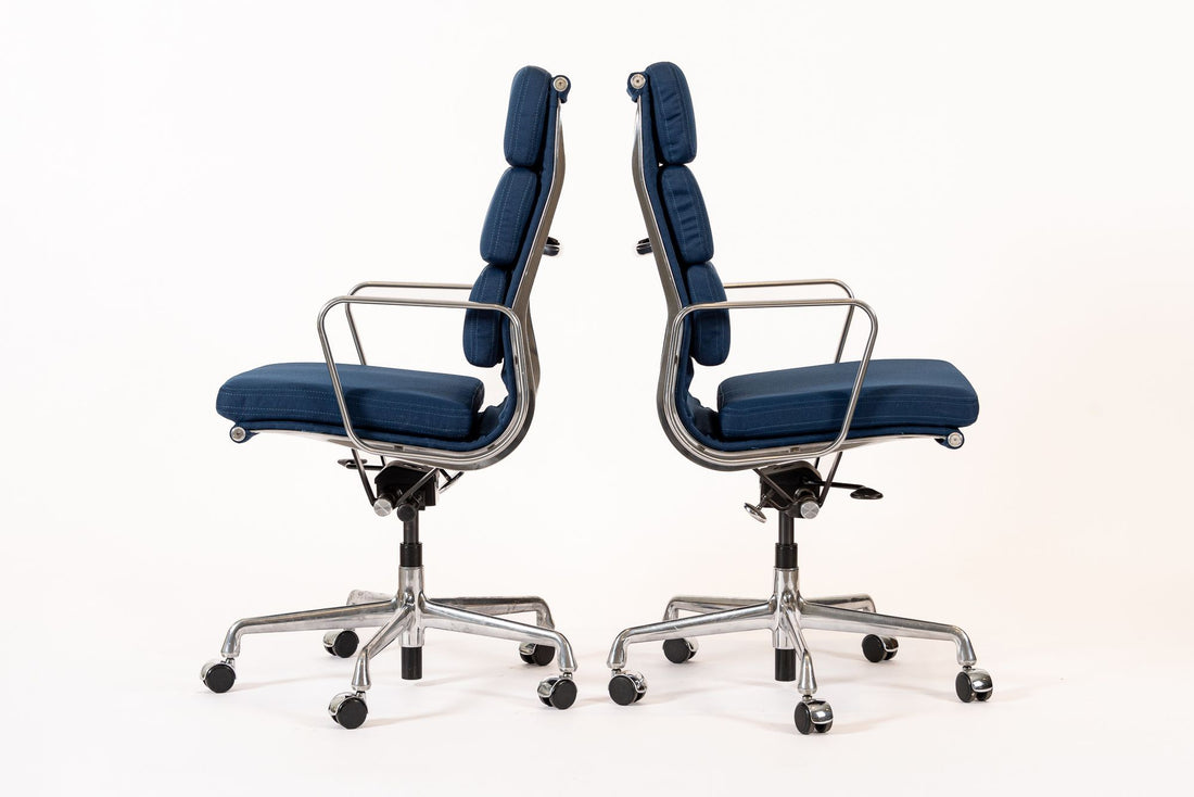 Herman Miller Eames Tall Navy Blue Fabric Office Chairs Set of 2