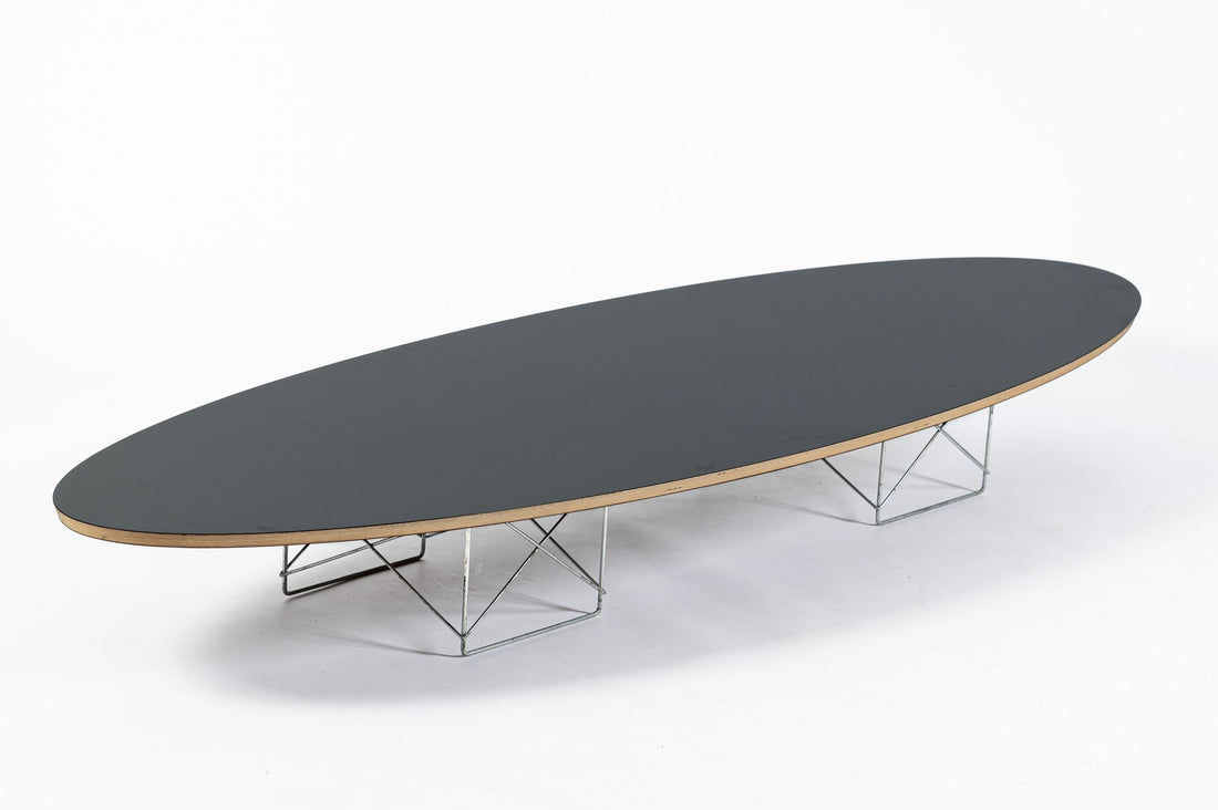 Eames Surfboard ETR Coffee Table for Herman Miller, Black Mid Century Modern Table