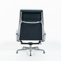Eames Soft Pad Recliner for Herman Miller, Blue Gray Aluminum Group Lounge Chair