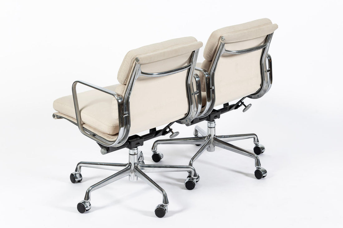 Eames for Herman Miller Cream Tan Office Chairs in Schumacher VEGAN Suede