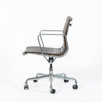 Eames Herman Miller Brown Leather Aluminum Group Thin Pad Desk Chair, 2008