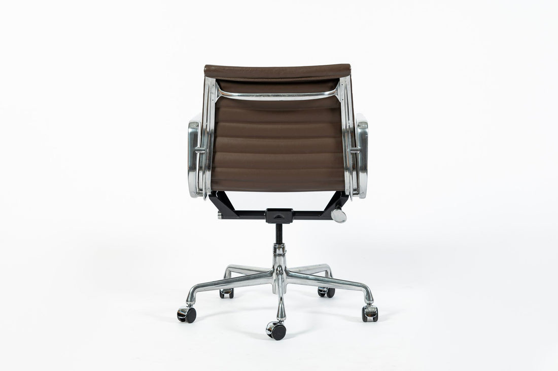 Eames Herman Miller Aluminum Group Thin Pad Brown Leather Office Chair, 2008