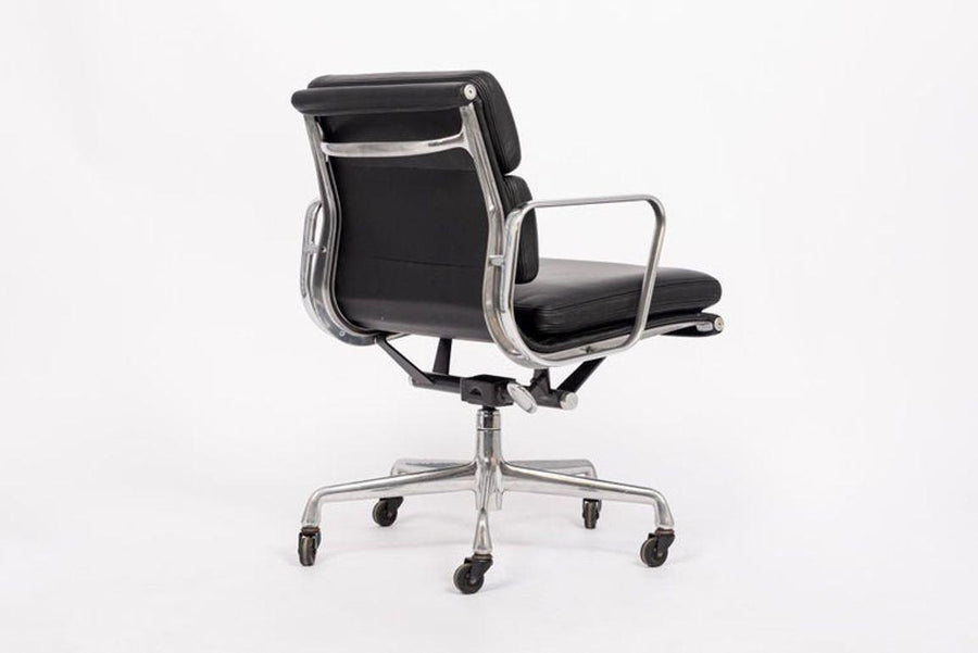 Mid Century Black Leather Aluminum Group Desk Chair by Eames for Herman Miller