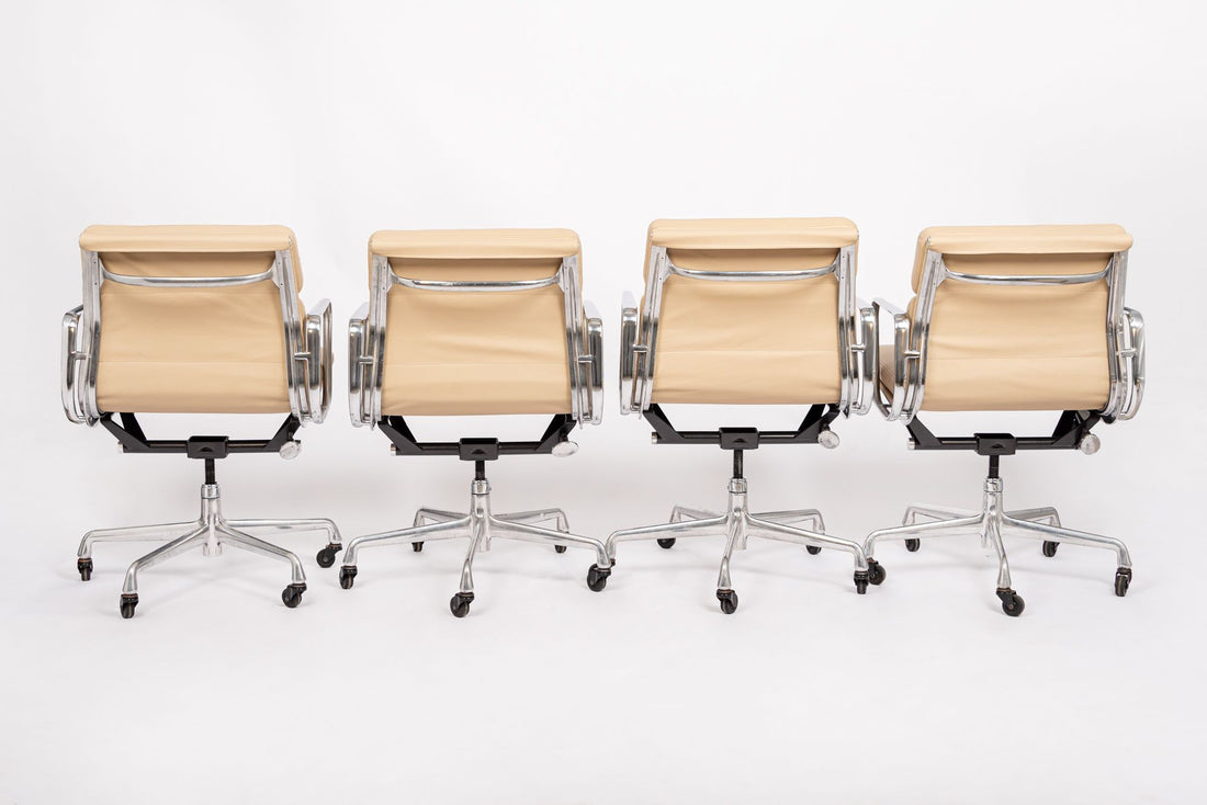 Eames Herman Miller Tan Leather Desk Chairs 2000s Set of 4