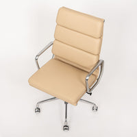 Eames Herman Miller Tall Cream Leather Office Chair Aluminum Group