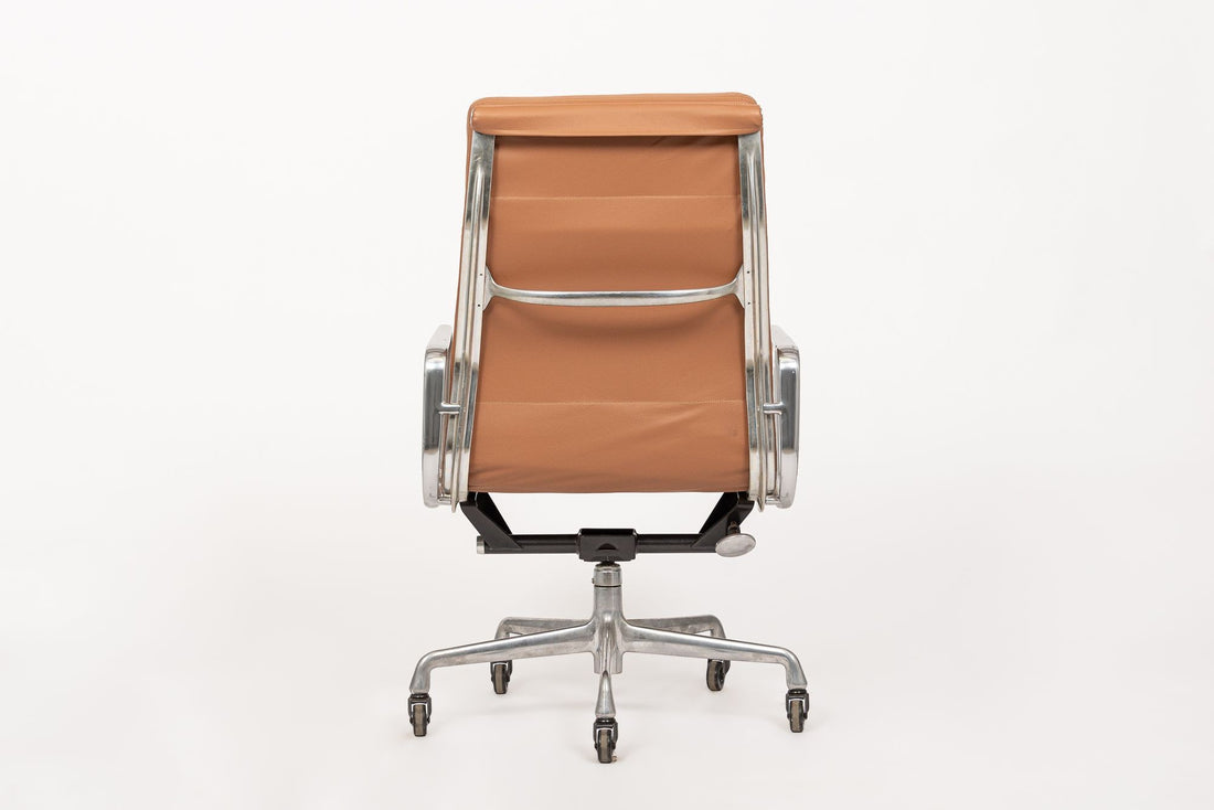 Herman Miller Eames Tall Brown Leather Desk Chair Aluminum Group